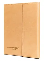 Elegancki organizer notes A5 w linie PETERSON zestaw z długopisem beżowa okładka ze skóry ekologicznej magnetyczne zapięcie czarny długopis