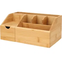 Eleganza, organizer na kosmetyki, bambusowy, naturalny, 24 x 15 x 11 cm