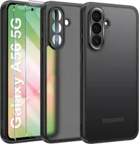 ETUI CZARNE MATOWE DO SAMSUNG A56 5G + 2x SZKŁO