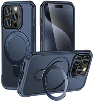 Etui do iPhone 15 Pro Max, PANCERNE RabbitMob Z PODSTAWKĄ do MagSafe, Case | Granatowe
