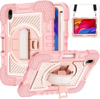Etui Pancerne iPad Mini 6 8.3 Stojak 360 Pasek Rysik Różowe Złoto