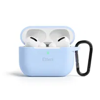 Etui silikonowe do AirPods Pro 3 Etteri, silikon premium, amortyzacja 2 mm, ładowanie Qi, karabińczyk, jasnoniebieskie