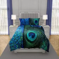 Faro Pościel satynowa luksusowa 220x200+2x70x80 Nobile 007 Pawie pióra