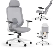 Fotel Biurowy Ergonomiczny Krzesło Obrotowe Materiałowy Szary Sense7 Nakai