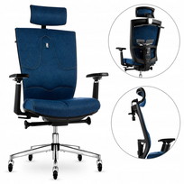Fotel biurowy ergonomiczny Kulik System Space Blue - wsparcie kręgosłupa