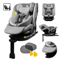 Fotelik Tulano Loom 45, 0-12 lat, 0-36 kg, 40-150 cm, i-Size ECE R129, obrót 360° ProTurn, jazda tyłem do 4. roku życia, ISOFIX z nogą stabilizacyjną, pianka memory, GuardFix, wentylacja, Szary