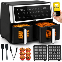 Frytkownica beztłuszczowa Dwukomorowa 10L Air Fryer Yoer 2850W 10 programów Yoer