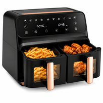 FRYTKOWNICA DWUKOMOROWA BEZTŁUSZCZOWA AIRDWELLER AIR FRYER 2400W 9L ZŁOTA