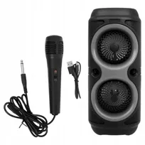 GŁOŚNIK BEZPRZEWODOWY PRZENOŚNY BOOMBOX LED KARAOKE BLUETOOTH RADIO FM USB