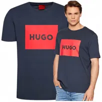 Granatowa Koszulka Męska T-shirt Duże Logo Hugo Boss sportowa na spacer r.M