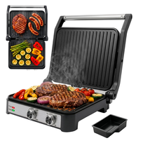 Grill elektryczny BERGMANN AI001 2000 W, płyty ryflowane 29 x 23 cm, otwieranie 180°, regulacja temperatury, timer, stal nierdzewna Bergmann