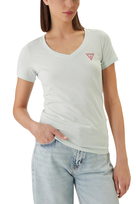 GUESS Miętowy damski t-shirt na krótki rękaw V-Neck Mini Triangle XS