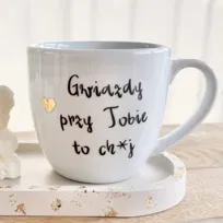 Gwiazdy przy Tobie to ch*j ZŁOTE <3 kubek filiżanka na prezent z napisem prezent na walentynki