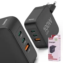 Hama szybka ładowarka sieciowa 100W uniwersalna 2x USB C USB A PD QC kostka