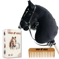 HOBBY HORSE KOŃ NA KIJU KONIK GŁOWA KONIA CZARNY + GRZEBIEŃ + PUDEŁKO [M-HORSE2-P]