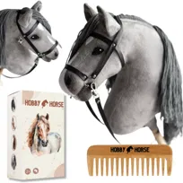 HOBBY HORSE KOŃ NA KIJU KONIK GŁOWA KONIA SZARY + GRZEBIEŃ + PUDEŁKO [M-HORSE4-P]