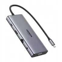 Hub USB-C Ugreen CM639, HDMI, VGA, 2x USB-C 3.2 10Gbps, 2x USB, SD/TF, RJ45