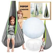 Huśtawka kokon fotel wiszący dla dzieci Montessori szary