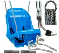 Huśtawka Kubełkowa + kubełek + Metalowe kółka + PASY + HAKI + KOŁKI SZARA