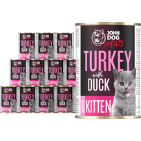 John Dog for Cats Karma mokra dla kociąt Mus Indyk i kaczka puszka 12 x 400 g