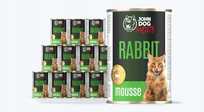 John Dog for Cats Karma mokra dla kota dorosłego Mus Królik puszka 12 x 400 g