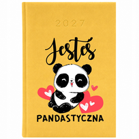 KALENDARZ 2027 KSIĄŻKOWY PLANER TERMINARZ ŻÓŁTY PREZENT PANDASTYCZNA