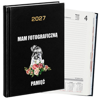 KALENDARZ KSIĄŻKOWY DZIENNY A5 2027 CZARNY DLA FOTOGRAFA FOTOGRAFKI PREZENT Z NADRUKIEM TERMINARZ DO STUDIA FOTOGRAFICZNEGO