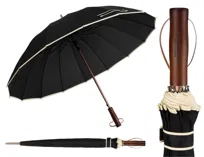 Klasyczny parasol rządowy czarny elegancki unisex PETERSON długa parasolka duża czasza stalowy trzon pudełko prezentowe