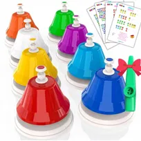 KLIK-DZWONKI naciskane, NUTY, kazoo, Hand Bells cymbałki naciskane KOLOROWE