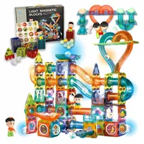 Klocki MAGNETYCZNE KONSTRUKCYJNE świecący tor 202 el 3D Zabawka edukacyjna