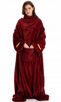 Koc z Rękawami i Kieszenią na Stopy 140x180 cm Burgundowy TV Blanket