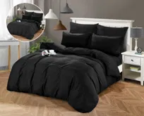 Komplet Pościeli Czarnej Dwuosobowej 160X200 Z 2 Poszewkami 70X80