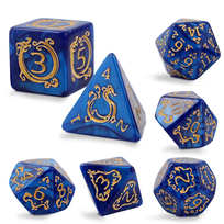 Kości RPG akrylowe niebieskie D&D Warhammer zestaw 7 szt. woreczek