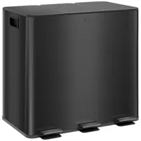 Kosz na śmieci HOMCOM Kitchen 3 x 15 l z pedałem, z pokrywą zamykaną na zatrzask i pedałowym systemem segregacji odpadów, 3 przegrody, w tym wewnętrzny kosz na śmieci, stal nierdzewna