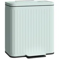 Kosz na śmieci HOMCOM Kitchen Trash, 2 x 20 litrów, z pedałem, z systemem sortowania odpadów, pokrywą z cichym zamknięciem, funkcją utrzymywania otwartego, zielony, 45, 5 x 36, 5 x 51 cm