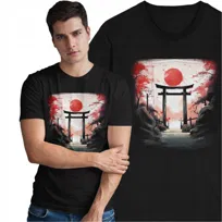 Koszulka Brama Torii Japonia Kultura Księżyc Azja Shinto Chramy