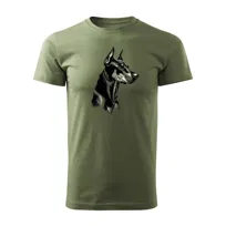 Koszulka Doberman z psem dobermanem męska khaki REGULAR-XXL