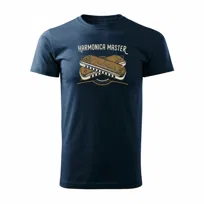Koszulka harmonijka z harmonijką blues prezent dla muzyka męska granatowa-S