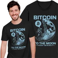 Koszulka Męska Bitcoin Krypto Kryptowaluty Astronauta Kosmos Prezent