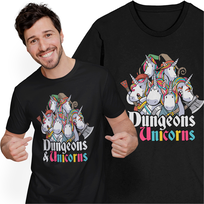 Koszulka Męska Dungeons And Unicorns Dragons D&D Lochy i Jednorożce
