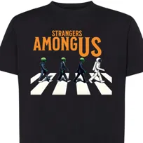 Koszulka męska STRANGERS AMONG US UFO alien L czarna DEYORA