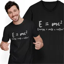 Koszulka Męska z Nadrukiem E=mc2 Kawa Fizyka Albert Einstein Masa Energia