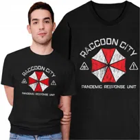 Koszulka Męska z Nadrukiem Raccoon City Resident Evil Gry Filmy Horror