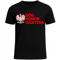 KOSZULKA PATRIOTYCZNA NADRUK BÓG HONOR OJCZYZNA POLSKA WALCZĄCA HIT S