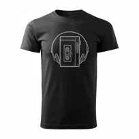 Koszulka walkman z walkmanem kaseta dla DJ męska czarna REGULAR-L