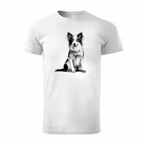 Koszulka z psem pies Border Collie męska biała-L