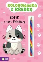 Kotek. Kolorowanka z kredką
