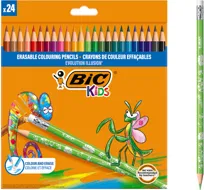 Kredki ołówkowe z gumką usuwalne BIC 24 kolory Evolution Illusion