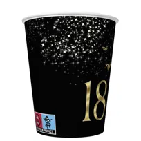 Kubeczki papierowe 18 Urodziny kubki czarne Osiemnastka 8szt 250ml