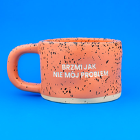 Kubek ceramiczny Brzmi jak nie mój problem - Pomarańczowy-Cętki (Klasyk)